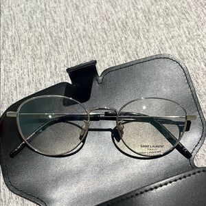 NWOT Saint Laurent Silver Glasses Frame with Case